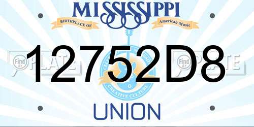 12752D8 Mississippi License Plate