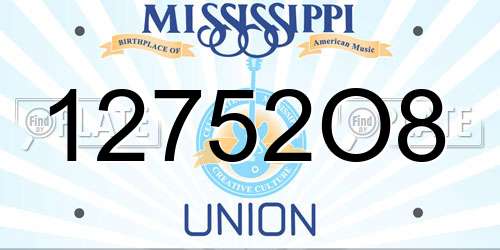 12752O8 Mississippi License Plate