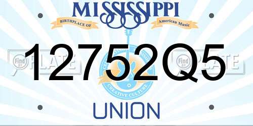 12752Q5 Mississippi License Plate