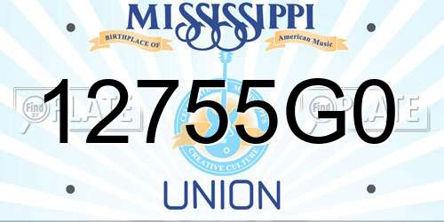 12755G0 Mississippi License Plate