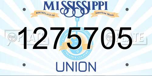1275705 Mississippi License Plate
