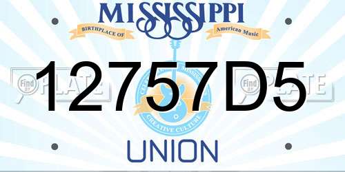 12757D5 Mississippi License Plate