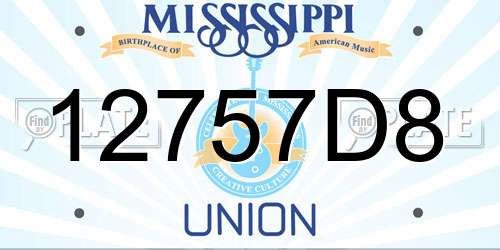 12757D8 Mississippi License Plate