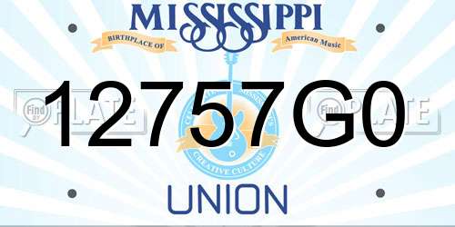12757G0 Mississippi License Plate