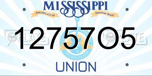 12757O5 Mississippi License Plate