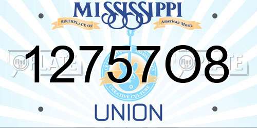 12757O8 Mississippi License Plate
