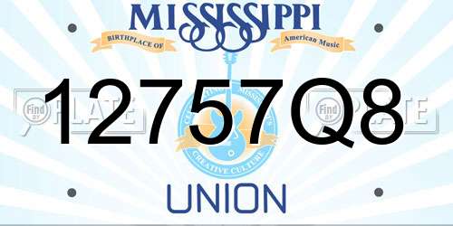 12757Q8 Mississippi License Plate