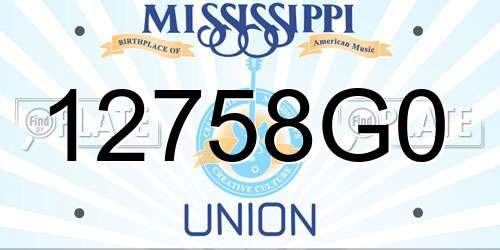 12758G0 Mississippi License Plate