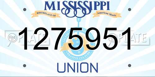 1275951 Mississippi License Plate