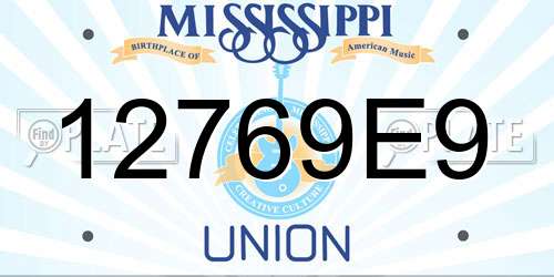 12769E9 Mississippi License Plate