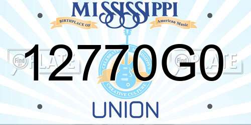 12770G0 Mississippi License Plate