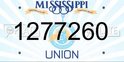 1277260 Mississippi License Plate