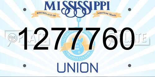 1277760 Mississippi License Plate