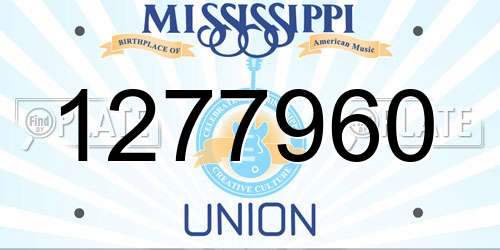 1277960 Mississippi License Plate