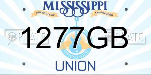 1277GB Mississippi License Plate
