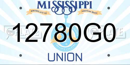 12780G0 Mississippi License Plate