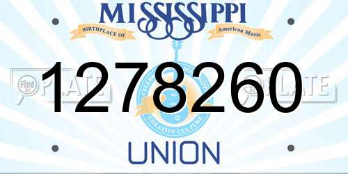 1278260 Mississippi License Plate