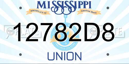 12782D8 Mississippi License Plate