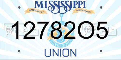 12782O5 Mississippi License Plate