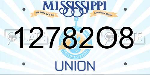 12782O8 Mississippi License Plate