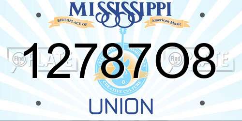 12787O8 Mississippi License Plate