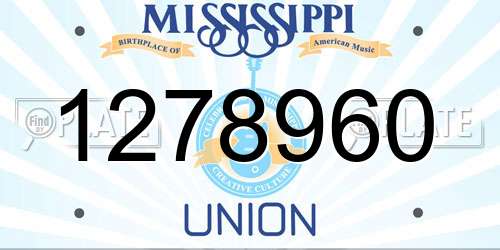 1278960 Mississippi License Plate