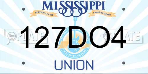 127DO4 Mississippi License Plate