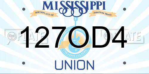 127OD4 Mississippi License Plate