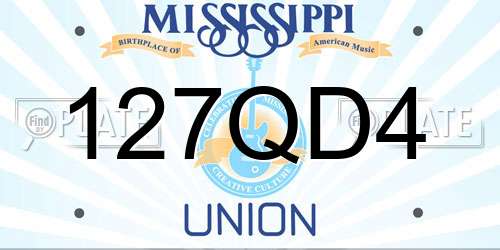 127QD4 Mississippi License Plate