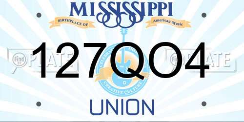 127QO4 Mississippi License Plate