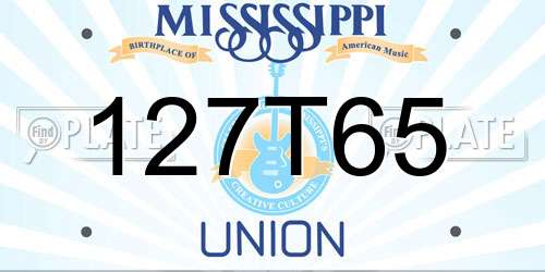 127T65 Mississippi License Plate
