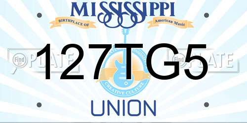 127TG5 Mississippi License Plate
