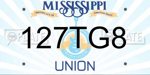 127TG8 Mississippi License Plate
