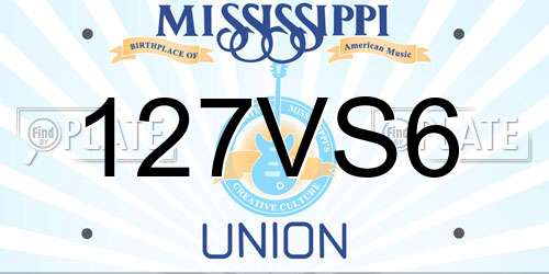 127VS6 Mississippi License Plate