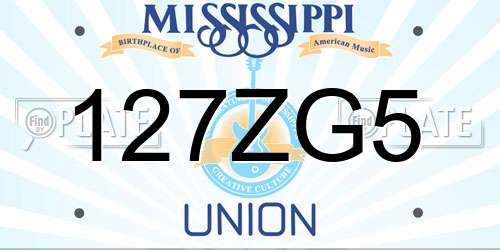 127ZG5 Mississippi License Plate