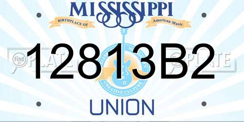 12813B2 Mississippi License Plate