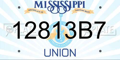 12813B7 Mississippi License Plate