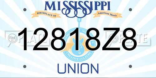 12818Z8 Mississippi License Plate