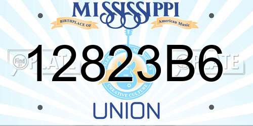 12823B6 Mississippi License Plate