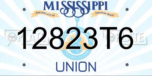 12823T6 Mississippi License Plate