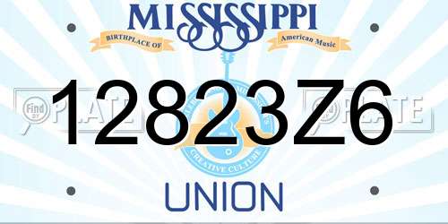 12823Z6 Mississippi License Plate