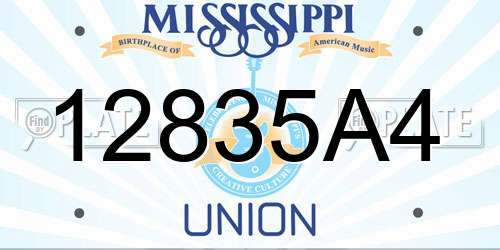 12835A4 Mississippi License Plate