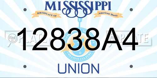 12838A4 Mississippi License Plate