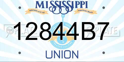 12844B7 Mississippi License Plate