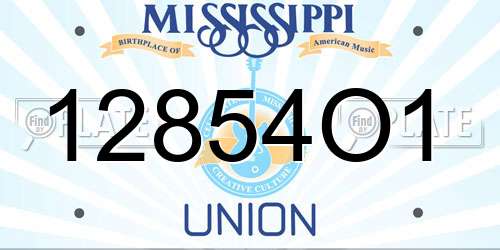12854O1 Mississippi License Plate
