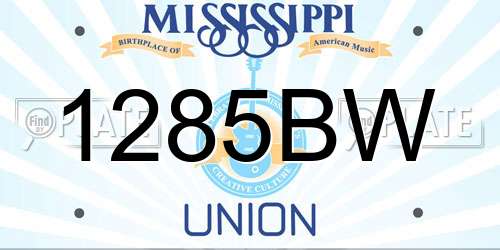 1285BW Mississippi License Plate