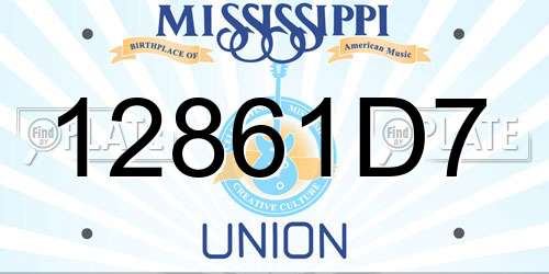 12861D7 Mississippi License Plate