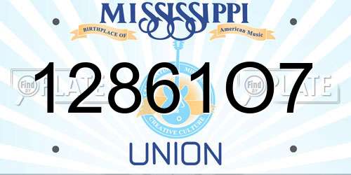 12861O7 Mississippi License Plate
