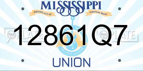 12861Q7 Mississippi License Plate