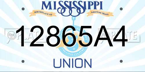12865A4 Mississippi License Plate